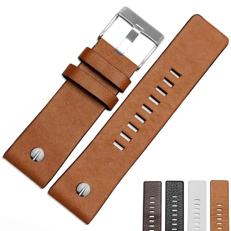 Fashionable Cowhide Watchband with Rivets – Fits Diesel DZ7313, DZ7333, DZ7322, DZ7257, DZ4318, DZ7348, DZ7334 - STRAPS