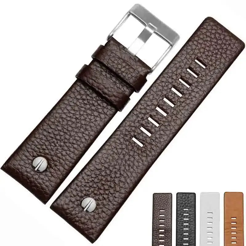 Fashionable Cowhide Watchband with Rivets – Fits Diesel DZ7313, DZ7333, DZ7322, DZ7257, DZ4318, DZ7348, DZ7334 - STRAPS