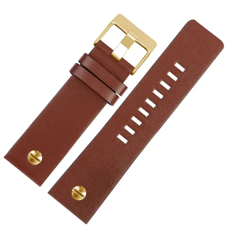 Fashionable Cowhide Watchband with Rivets – Fits Diesel DZ7313, DZ7333, DZ7322, DZ7257, DZ4318, DZ7348, DZ7334 - STRAPS