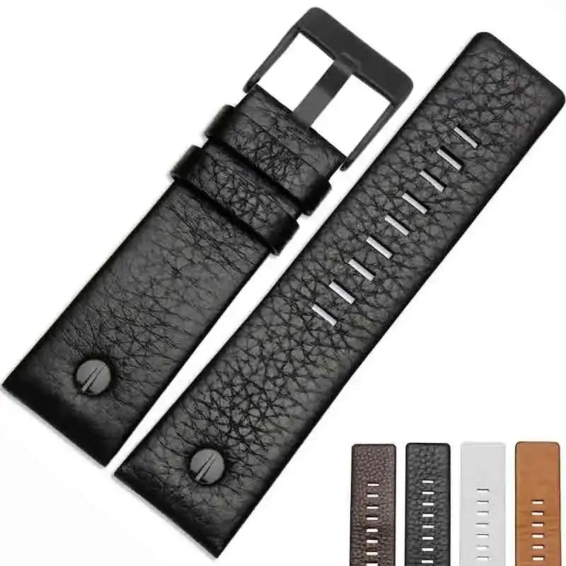 Fashionable Cowhide Watchband with Rivets – Fits Diesel DZ7313, DZ7333, DZ7322, DZ7257, DZ4318, DZ7348, DZ7334 - STRAPS