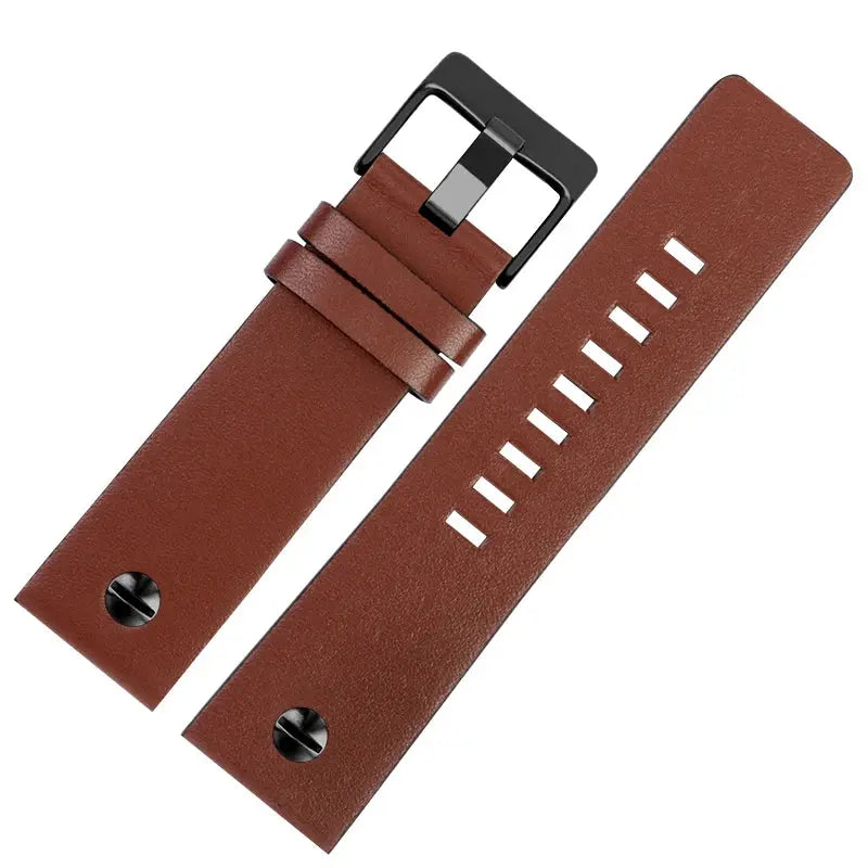 Fashionable Cowhide Watchband with Rivets – Fits Diesel DZ7313, DZ7333, DZ7322, DZ7257, DZ4318, DZ7348, DZ7334 - STRAPS