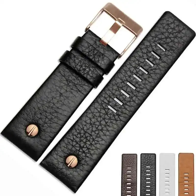 Fashionable Cowhide Watchband with Rivets – Fits Diesel DZ7313, DZ7333, DZ7322, DZ7257, DZ4318, DZ7348, DZ7334 - STRAPS