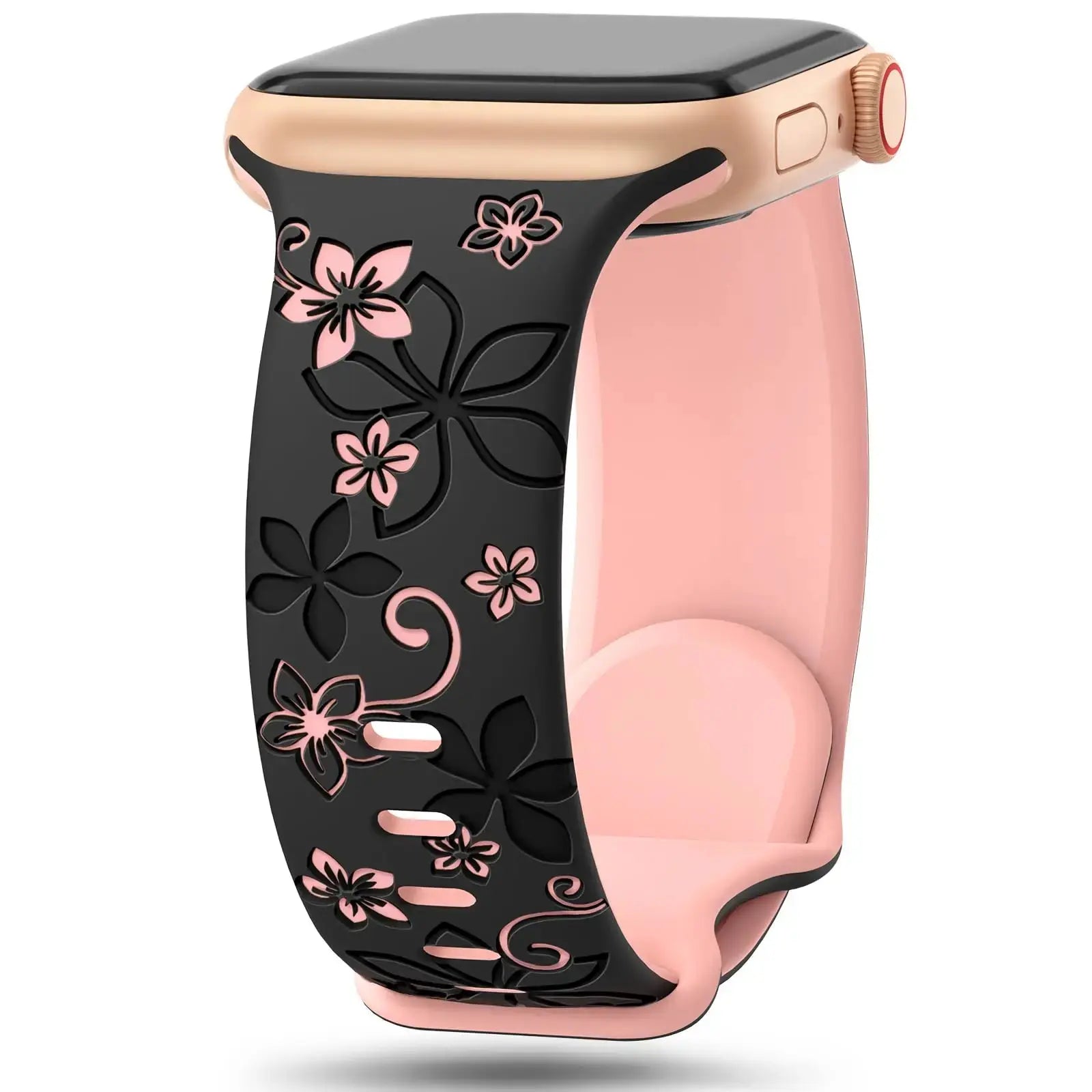 Floral Engraved Silicone Apple Watch Band - 38-49mm - Series 10/SE/9/8/7/6/Ultra 2 - STRAPS