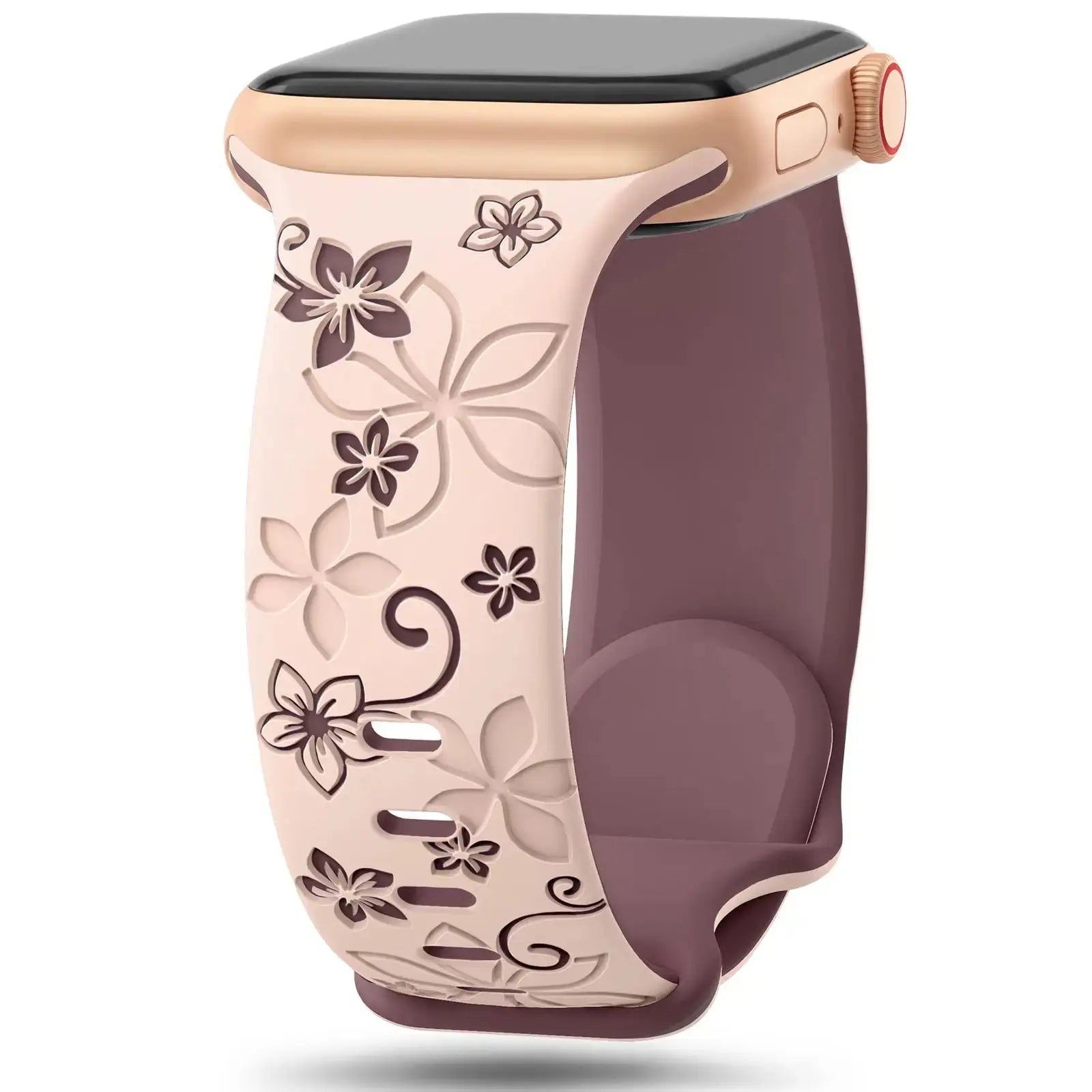 Floral Engraved Silicone Apple Watch Band - 38-49mm - Series 10/SE/9/8/7/6/Ultra 2 - STRAPS