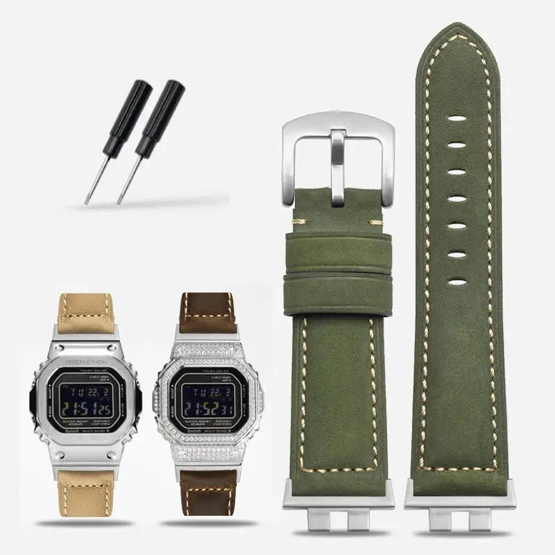 Frosted Leather Strap for G-SHOCK GMW-B5000 - Vintage Modification BandG - STRAPS