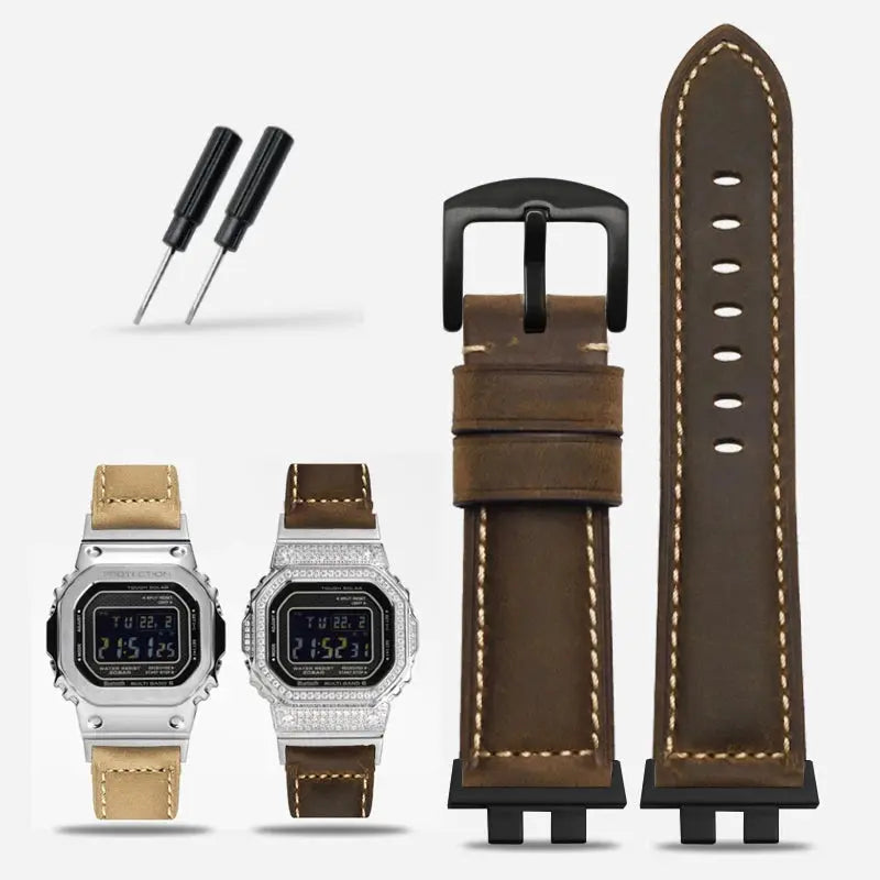Frosted Leather Strap for G-SHOCK GMW-B5000 - Vintage Modification BandG - STRAPS