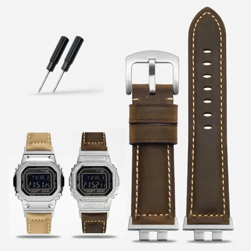 Frosted Leather Strap for G-SHOCK GMW-B5000 - Vintage Modification BandG - STRAPS