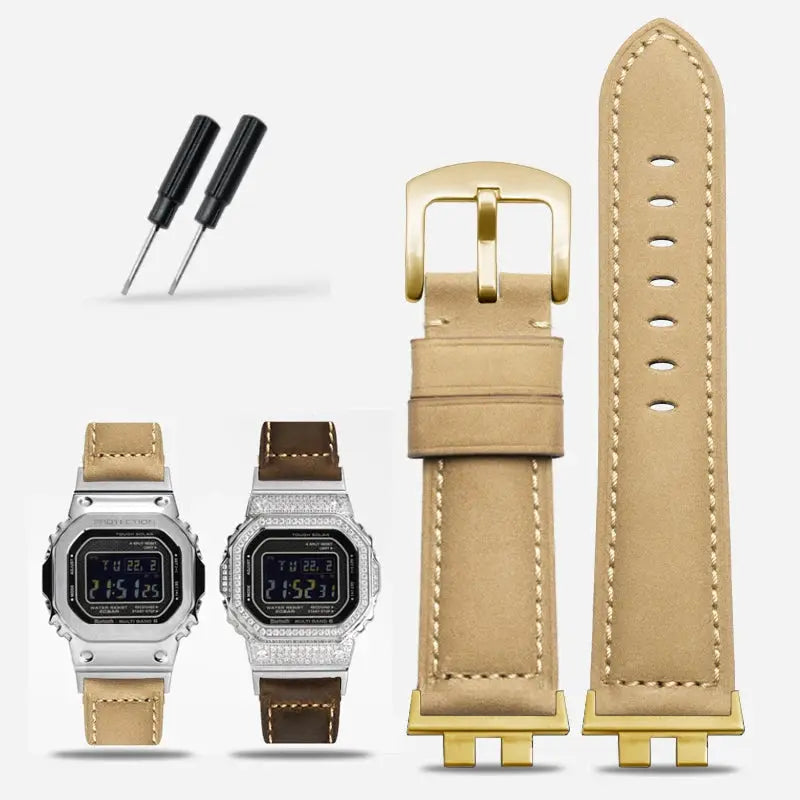 Frosted Leather Strap for G-SHOCK GMW-B5000 - Vintage Modification BandG - STRAPS