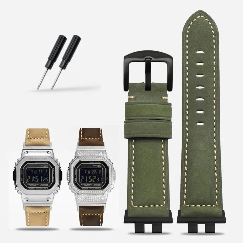 Frosted Leather Strap for G-SHOCK GMW-B5000 - Vintage Modification BandG - STRAPS