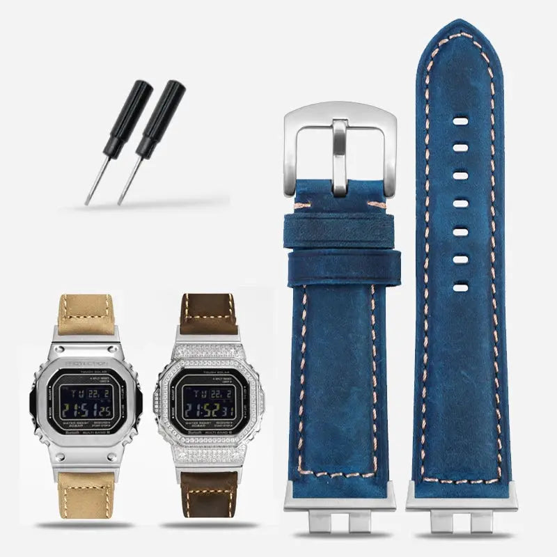 Frosted Leather Strap for G-SHOCK GMW-B5000 - Vintage Modification BandG - STRAPS