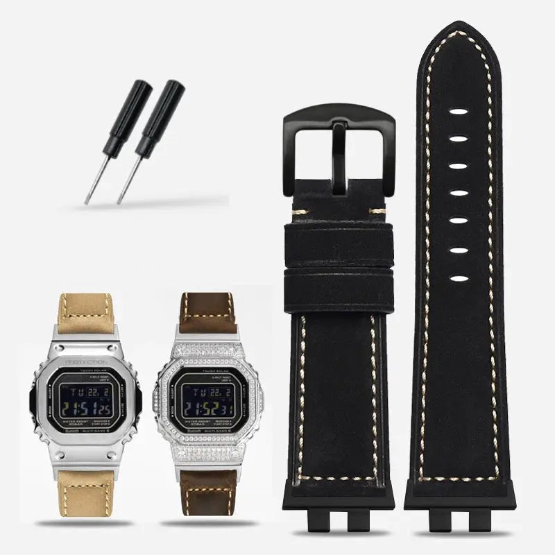 Frosted Leather Strap for G-SHOCK GMW-B5000 - Vintage Modification BandG - STRAPS