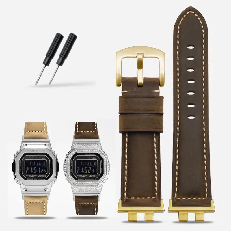 Frosted Leather Strap for G-SHOCK GMW-B5000 - Vintage Modification BandG - STRAPS