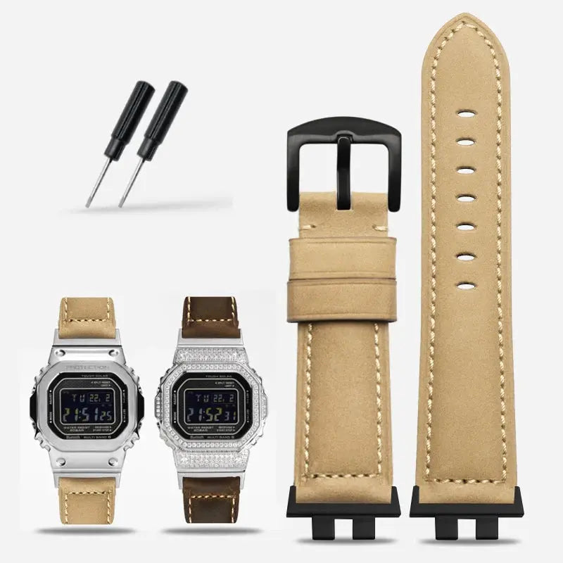 Frosted Leather Strap for G-SHOCK GMW-B5000 - Vintage Modification BandG - STRAPS