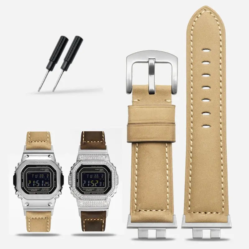 Frosted Leather Strap for G-SHOCK GMW-B5000 - Vintage Modification BandG - STRAPS