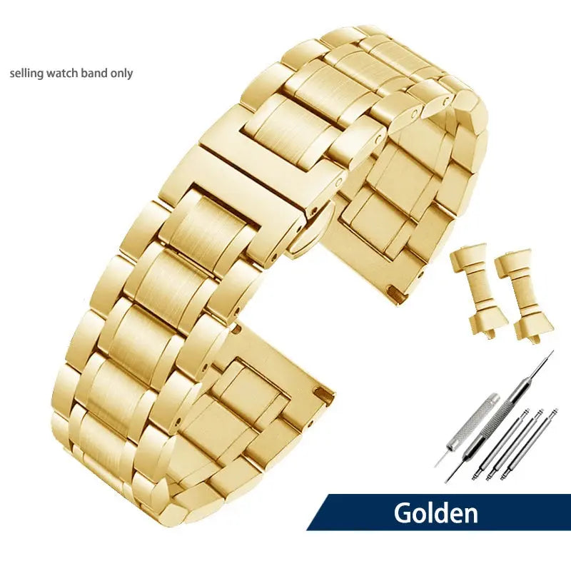 High-Quality Stainless Steel Curved End Watch Strap for Seiko, Timex, Citizen, Casio – 20mm/22mm Men’s Watchband with Butterfly Clasp - STRAPS