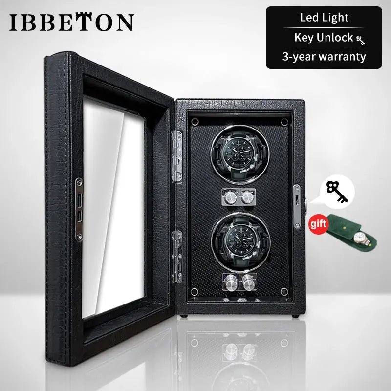IBBETON Wooden Watch Winder Case, 2/4/6 Slots, Mabuchi Motor, Luxury Storage - STRAPS