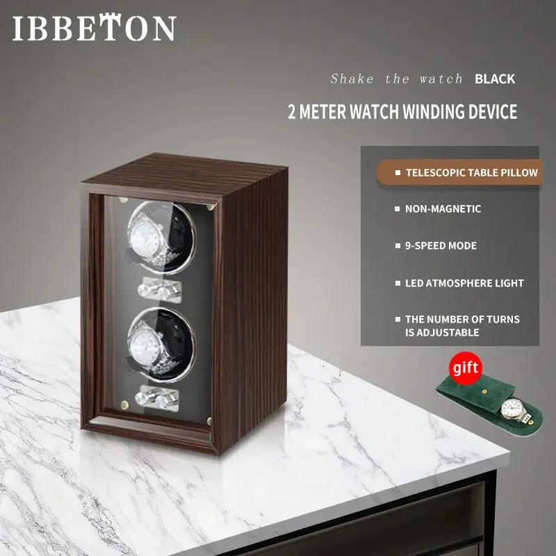 IBBETON Wooden Watch Winder Case, 2/4/6 Slots, Mabuchi Motor, Luxury Storage - STRAPS