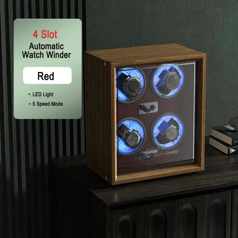 IBBETON Wooden Watch Winder Case, 2/4/6 Slots, Mabuchi Motor, Luxury Storage - STRAPS