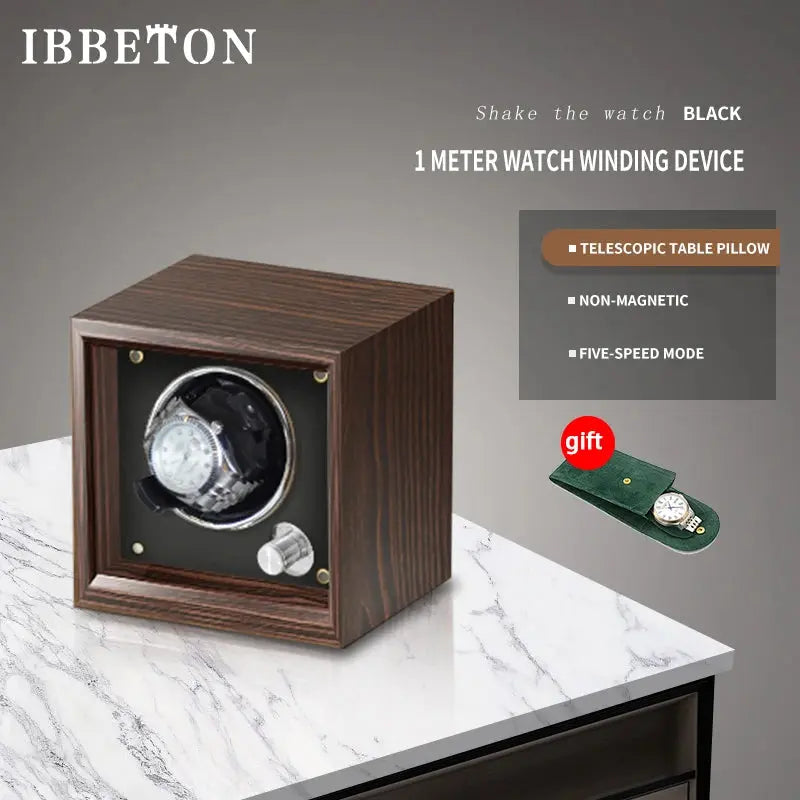 IBBETON Wooden Watch Winder Case, 2/4/6 Slots, Mabuchi Motor, Luxury Storage - STRAPS