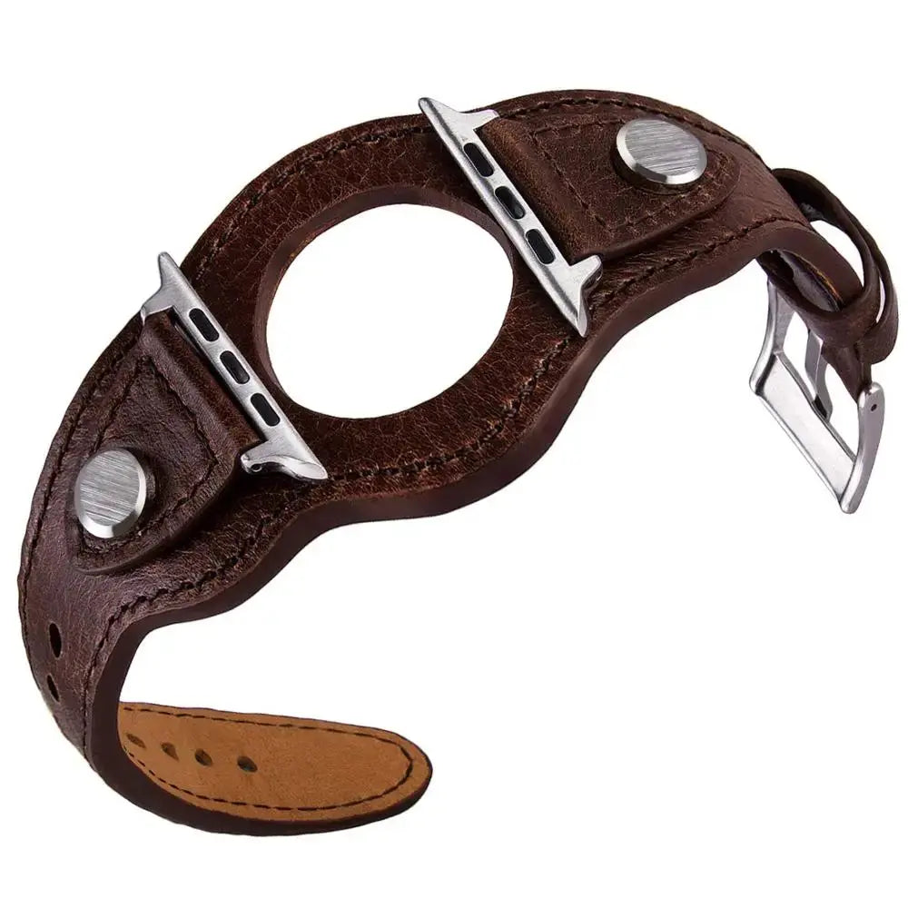 Leather Cuff Bracelet for Apple Watch 9/8/7/6/SE/3/Ultra 2, 38mm/40mm/41mm/42mm/44mm/45mm/49mm - STRAPS