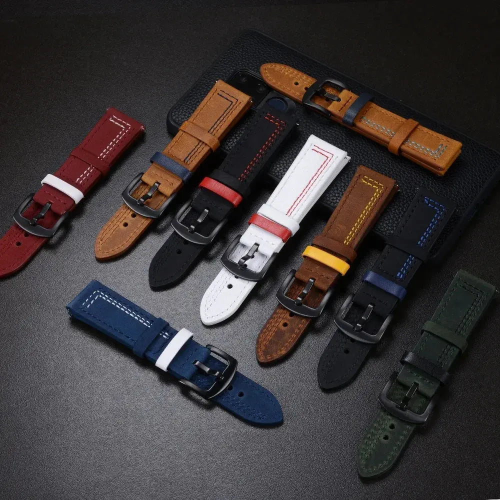 Leather Strap (20mm/22mm) for Samsung Galaxy, Huawei GT, Amazfit, Xiaomi: Classic and Elegant STRAPS