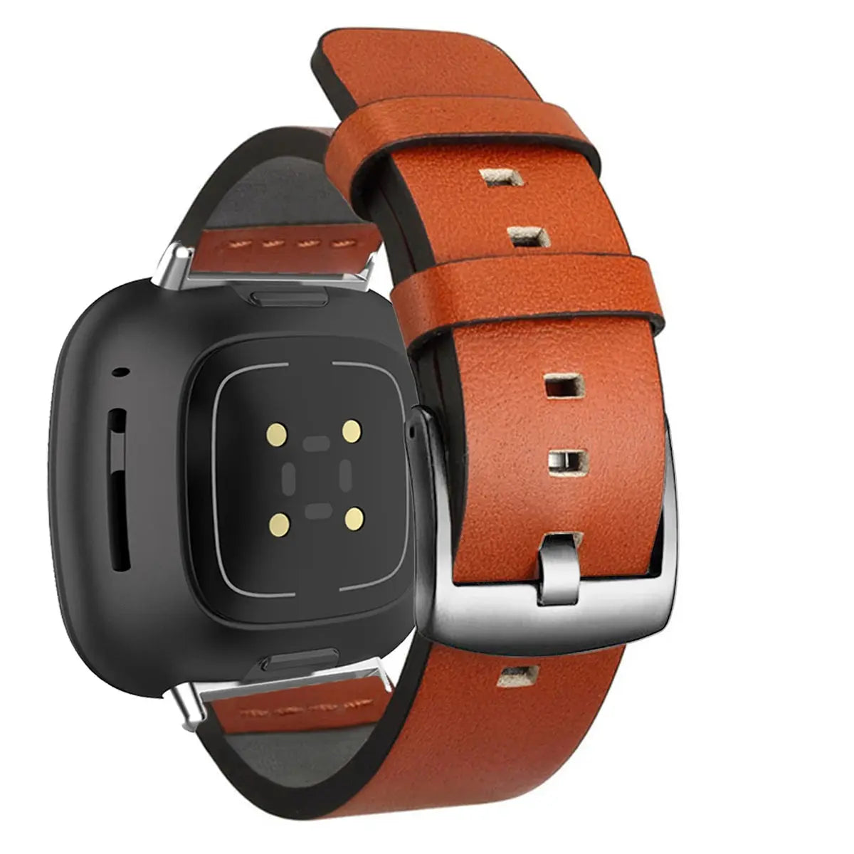 Leather Strap for Fitbit Versa 2/Lite/3/4/Sense, Pin Buckle Smartwatch Band - STRAPS
