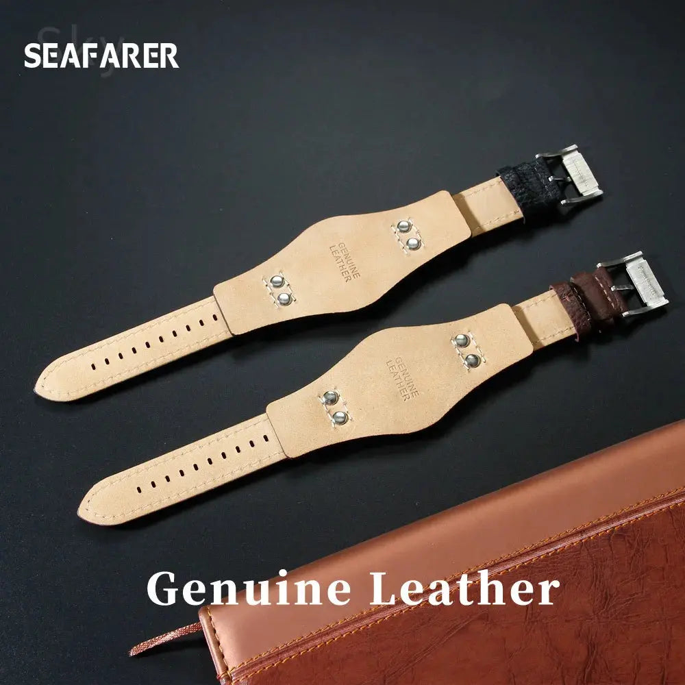 Leather Watch Strap for Fossil CH2564, CH2565, CH2891, CH3051 | 22mm Black & Brown with Rivet Style - STRAPS
