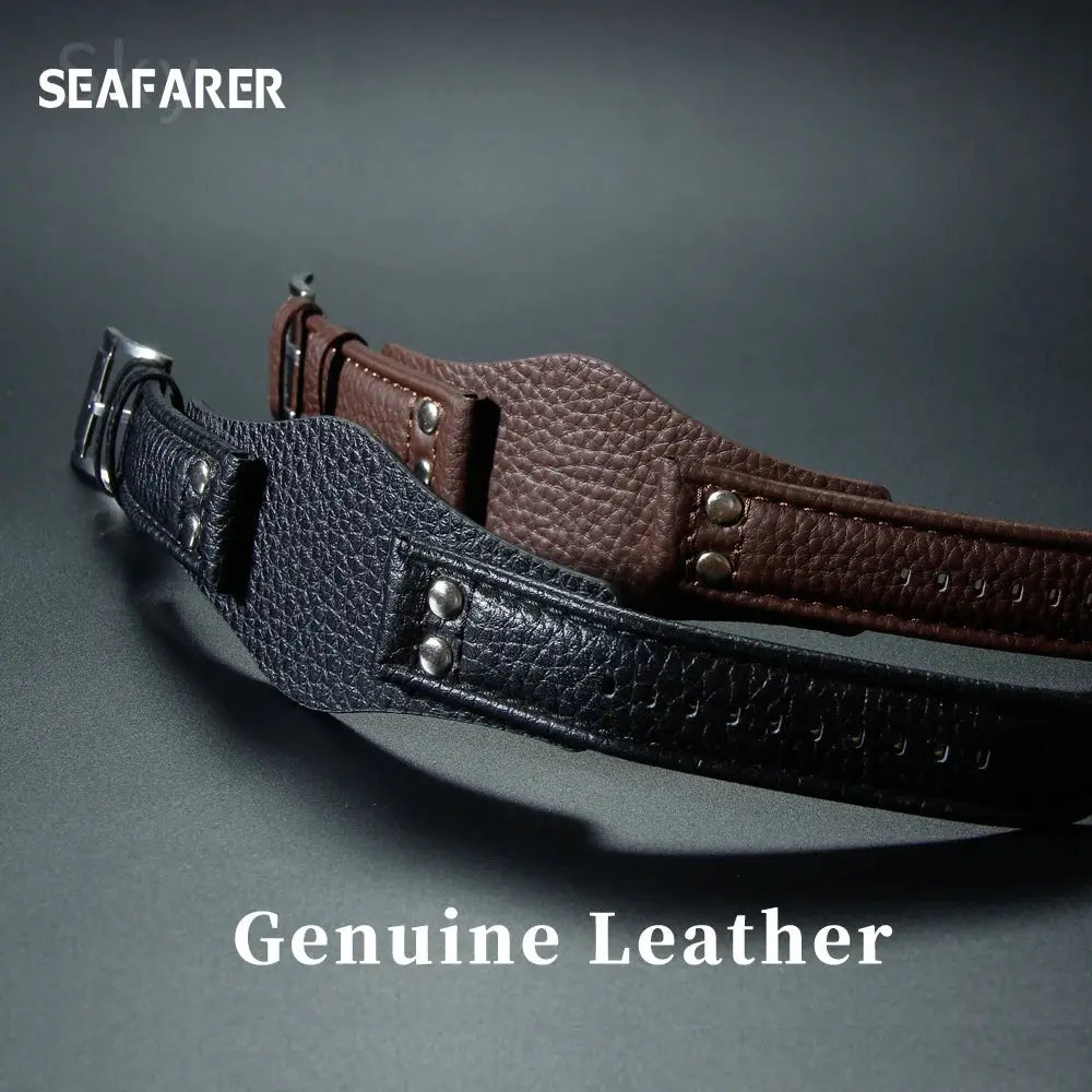 Leather Watch Strap for Fossil CH2564, CH2565, CH2891, CH3051 | 22mm Black & Brown with Rivet Style - STRAPS