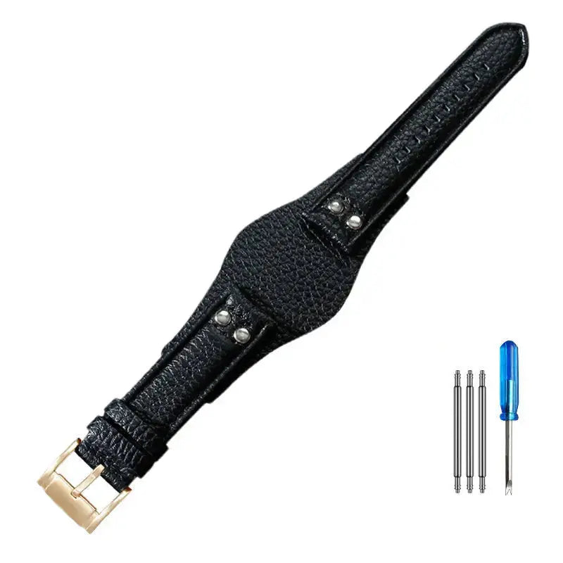 Leather Watch Strap for Fossil CH2564, CH2565, CH2891, CH3051 | 22mm Black & Brown with Rivet Style - STRAPS