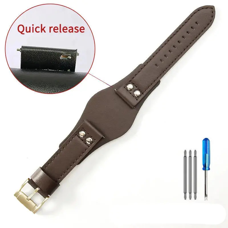 Leather Watch Strap for Fossil CH2564, CH2565, CH2891, CH3051 | 22mm Black & Brown with Rivet Style - STRAPS