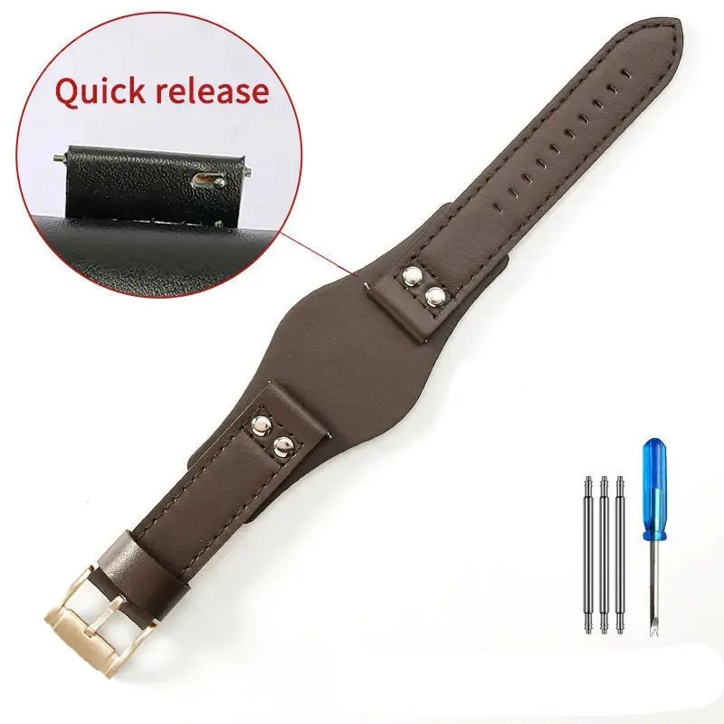 Leather Watch Strap for Fossil CH2564, CH2565, CH2891, CH3051 | 22mm Black & Brown with Rivet Style - STRAPS