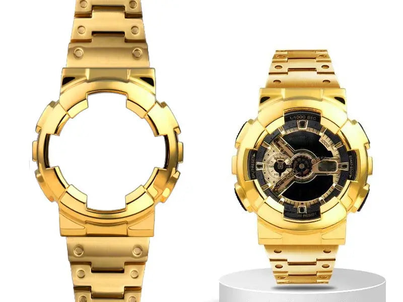 Metal Case & Band for G-SHOCK GA100/110/120/GD100/120 - Stainless Steel Bezel - STRAPS