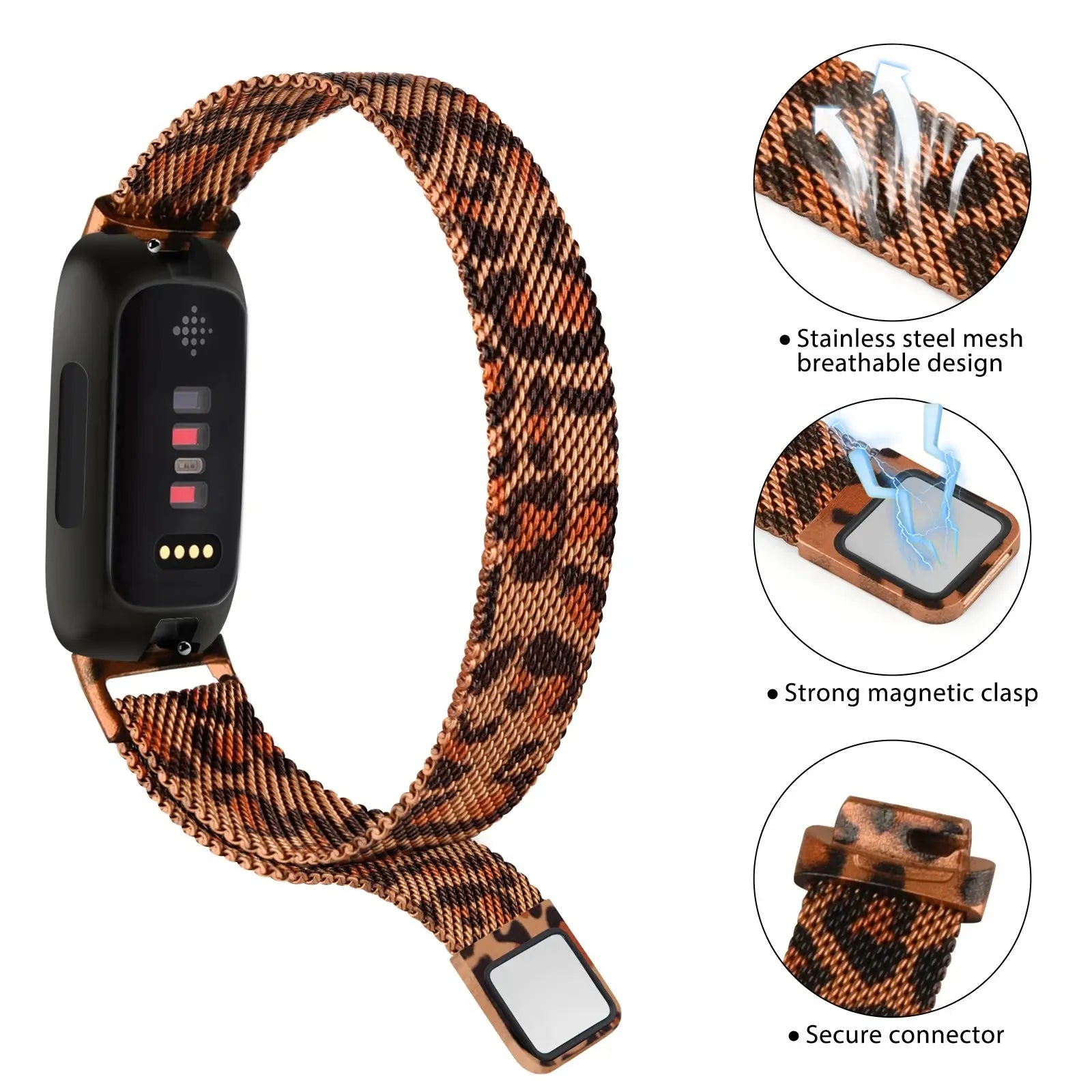 Metal Magnetic Loop Strap for Fitbit Inspire 3 - Stainless Steel Milanese Band - STRAPS