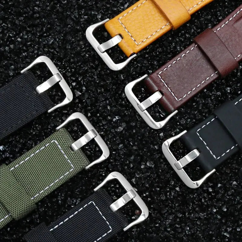 Modified Cowhide Leather & Canvas Watchband for G-SHOCK MTG-B1000GG - STRAPS