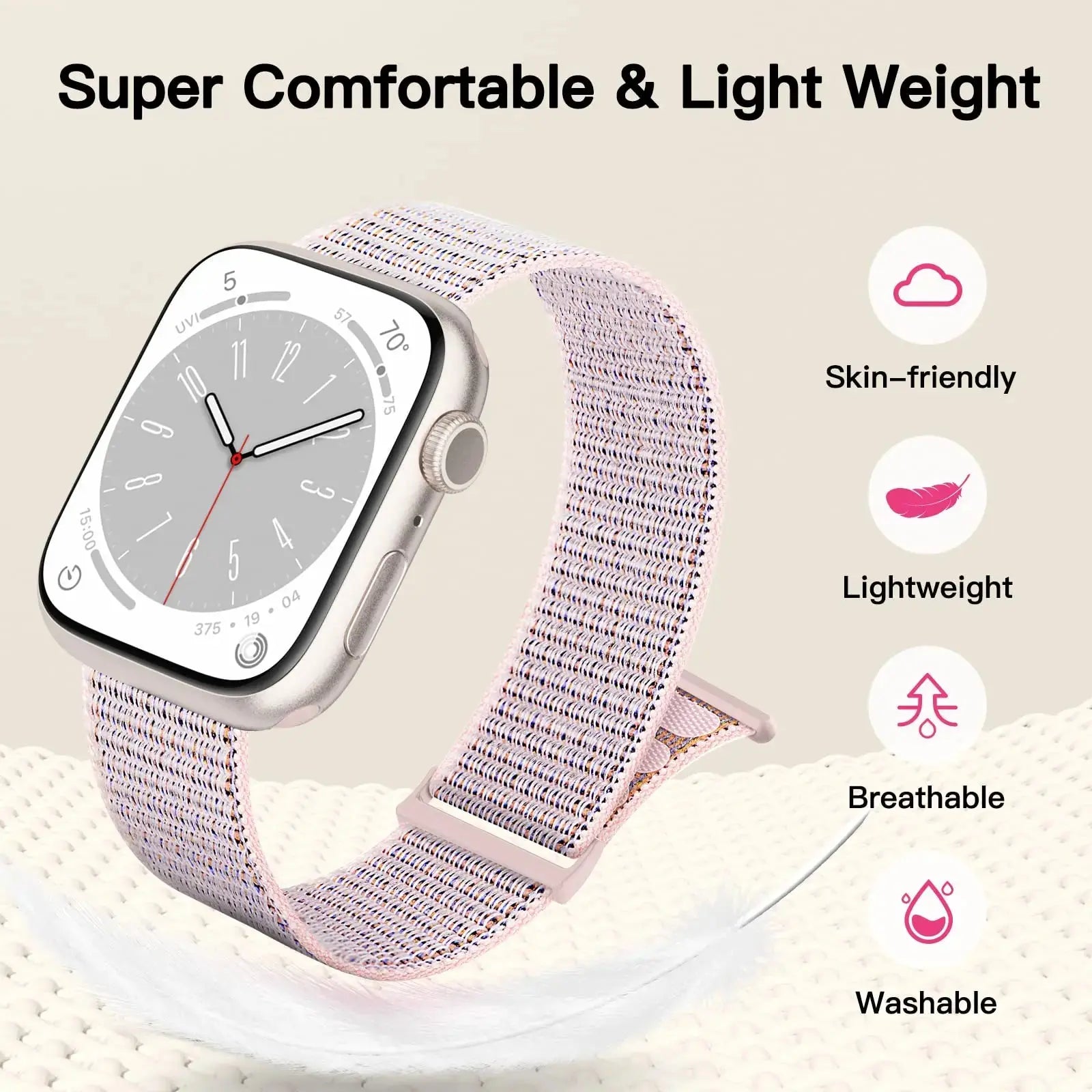Nylon Loop Strap for Apple, Watch Sport Band Bracelet for Series Ultra 8/7/6, SE, 5, 4, 38mm to 49mm STRAPS