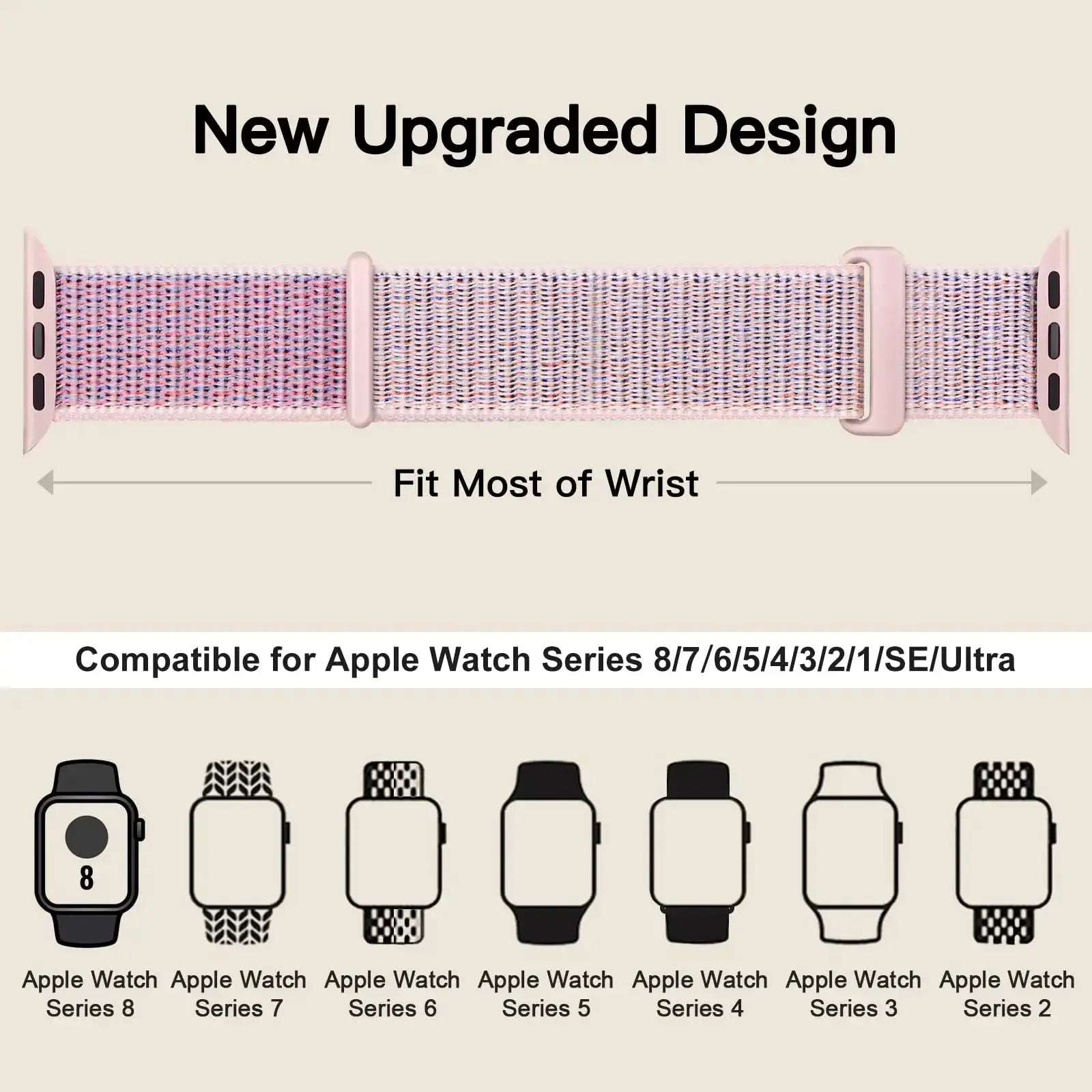 Nylon Loop Strap for Apple, Watch Sport Band Bracelet for Series Ultra 8/7/6, SE, 5, 4, 38mm to 49mm STRAPS