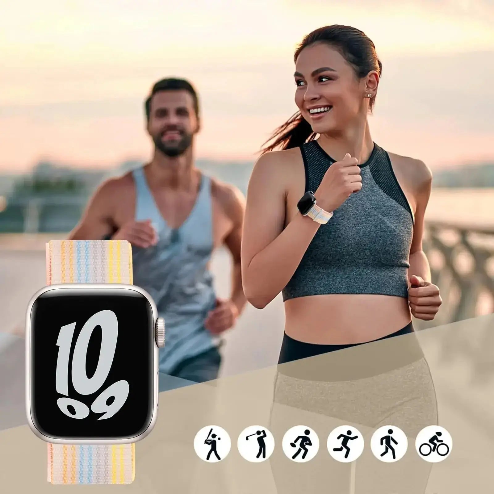 Nylon Loop Strap for Apple, Watch Sport Band Bracelet for Series Ultra 8/7/6, SE, 5, 4, 38mm to 49mm STRAPS