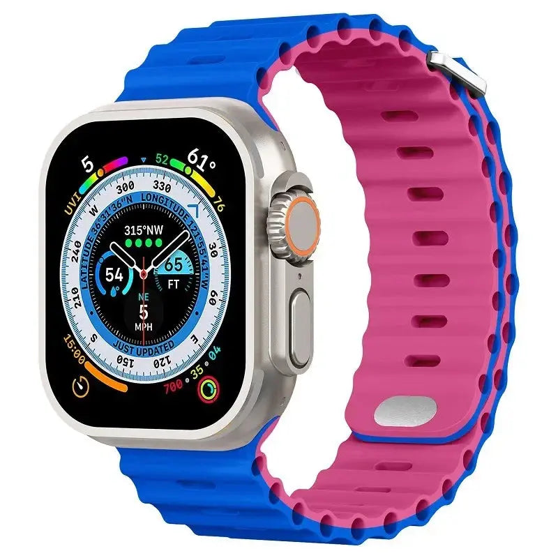 Ocean Silicone Strap for Apple Watch Ultra 2, Series 10, 9, 8, 7, SE – 49mm, 45mm, 41mm, 44mm, 42mm, 40mm STRAPS