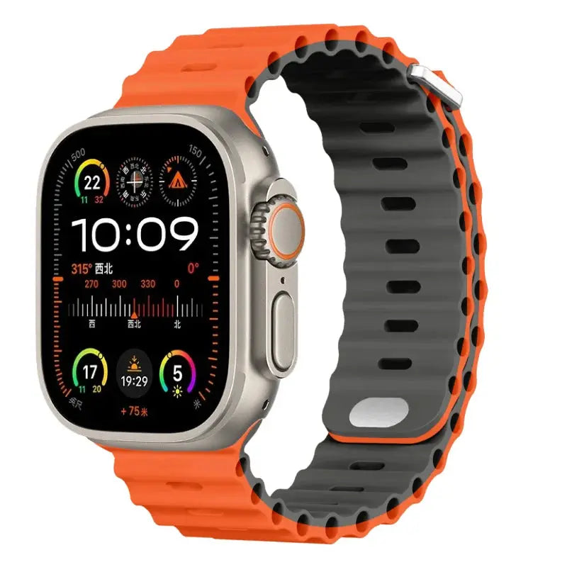 Ocean Silicone Strap for Apple Watch Ultra 2, Series 10, 9, 8, 7, SE – 49mm, 45mm, 41mm, 44mm, 42mm, 40mm STRAPS
