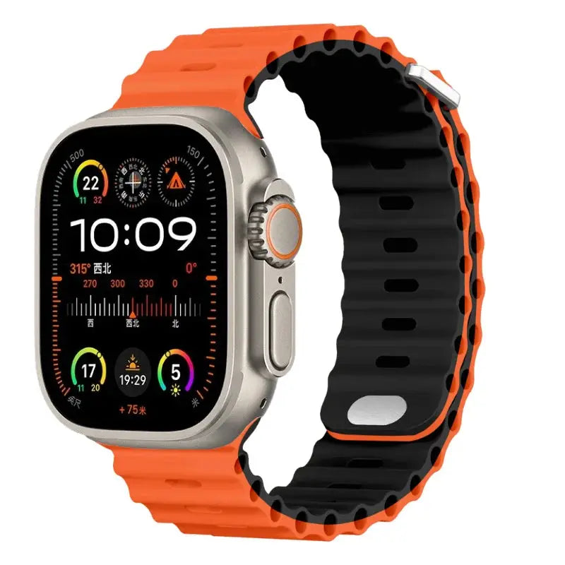 Ocean Silicone Strap for Apple Watch Ultra 2, Series 10, 9, 8, 7, SE – 49mm, 45mm, 41mm, 44mm, 42mm, 40mm STRAPS
