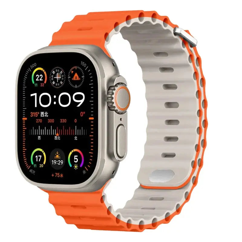 Ocean Silicone Strap for Apple Watch Ultra 2, Series 10, 9, 8, 7, SE – 49mm, 45mm, 41mm, 44mm, 42mm, 40mm STRAPS