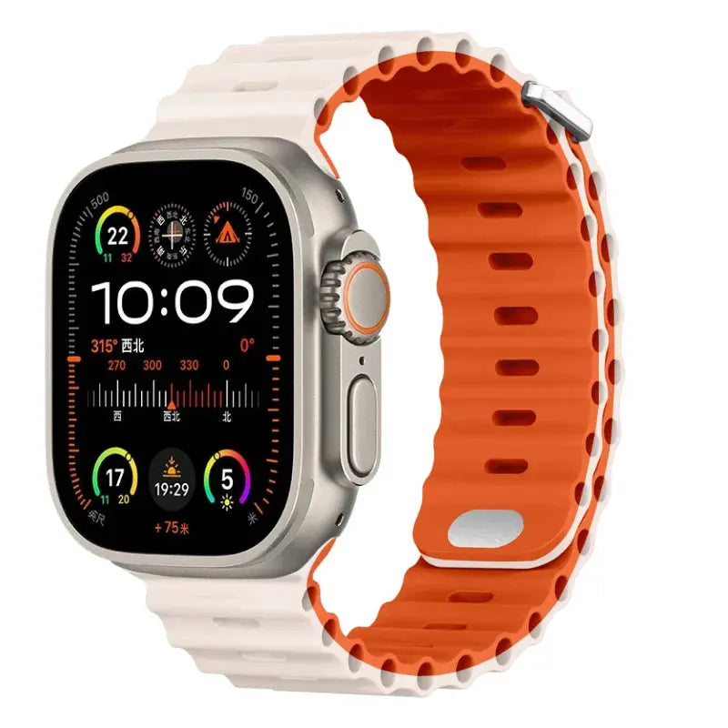 Ocean Silicone Strap for Apple Watch Ultra 2, Series 10, 9, 8, 7, SE – 49mm, 45mm, 41mm, 44mm, 42mm, 40mm STRAPS