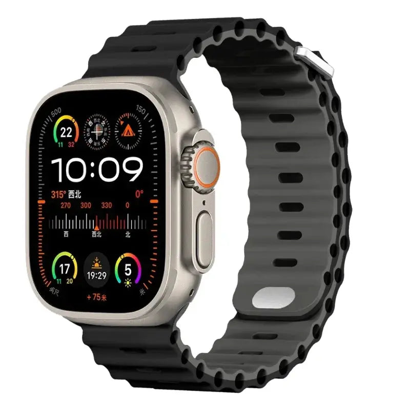 Ocean Silicone Strap for Apple Watch Ultra 2, Series 10, 9, 8, 7, SE – 49mm, 45mm, 41mm, 44mm, 42mm, 40mm STRAPS