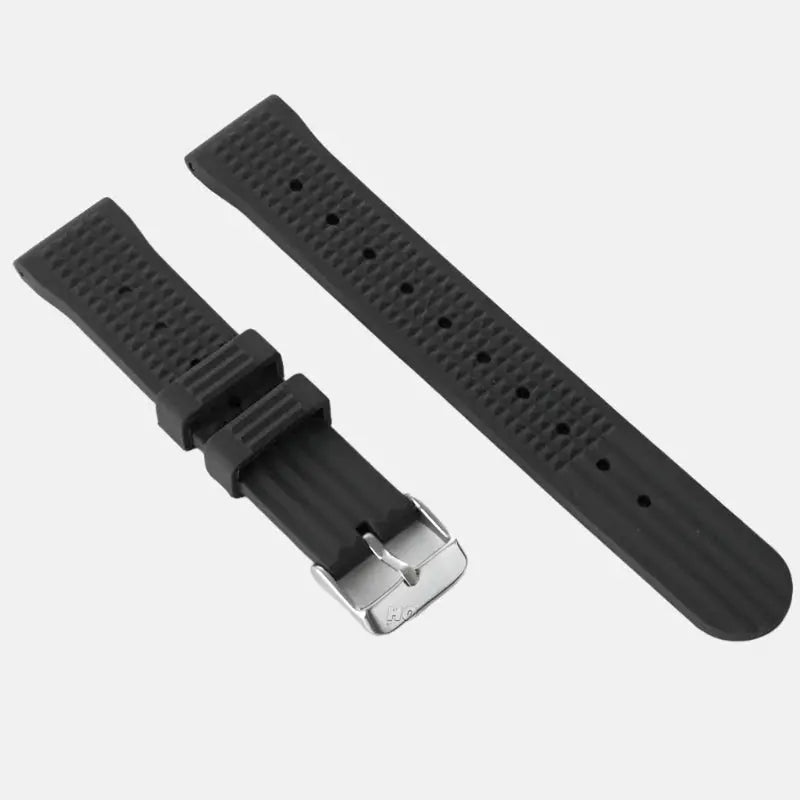 Premium Soft Rubber Waffle Watchband - 20/22mm - Seiko/Sport Watch - Black/Green - STRAPS