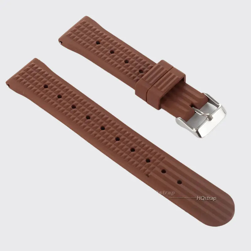 Premium Soft Rubber Waffle Watchband - 20/22mm - Seiko/Sport Watch - Black/Green - STRAPS