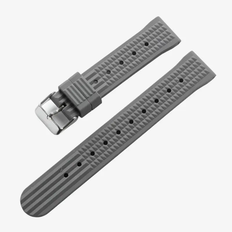Premium Soft Rubber Waffle Watchband - 20/22mm - Seiko/Sport Watch - Black/Green - STRAPS