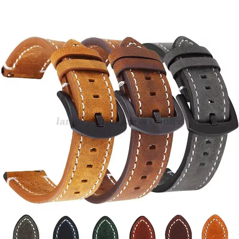 Retro Leather Watchband – Premium Calf Leather Strap for Samsung, Huawei & Traditional Watches - STRAPS