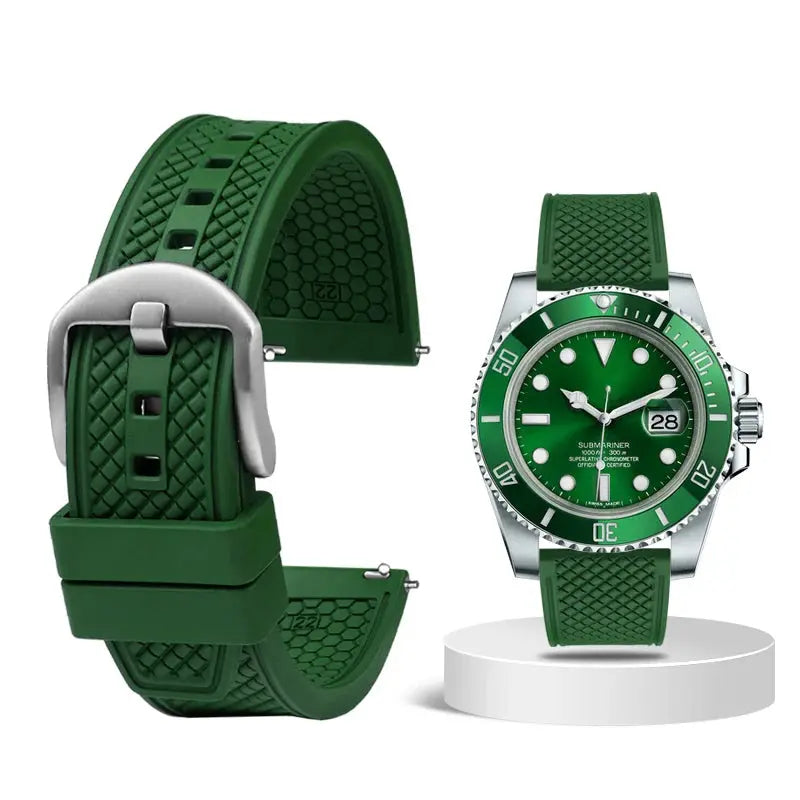 Rubber Waffle Watchband - 20/22mm - Seiko/IWC/Rolex Diver Style - Fluorine Rubber - STRAPS