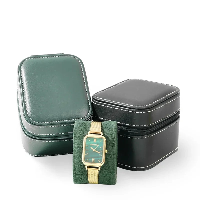 Single Watch Case - PU Leather Travel Box with Removable Cushion STRAPS