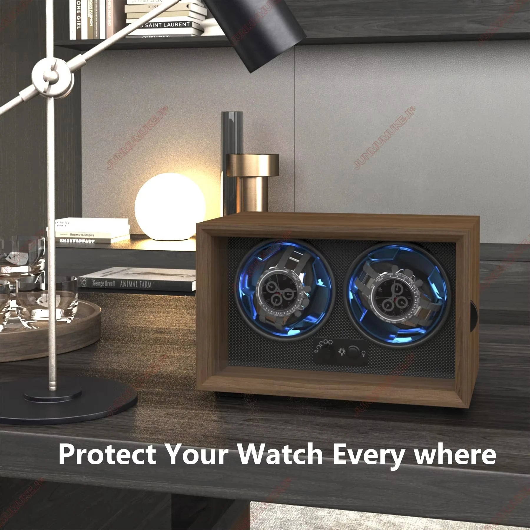 USB Powered Watch Winder - Wood Case with Ultra-Quiet Motor STRAPS